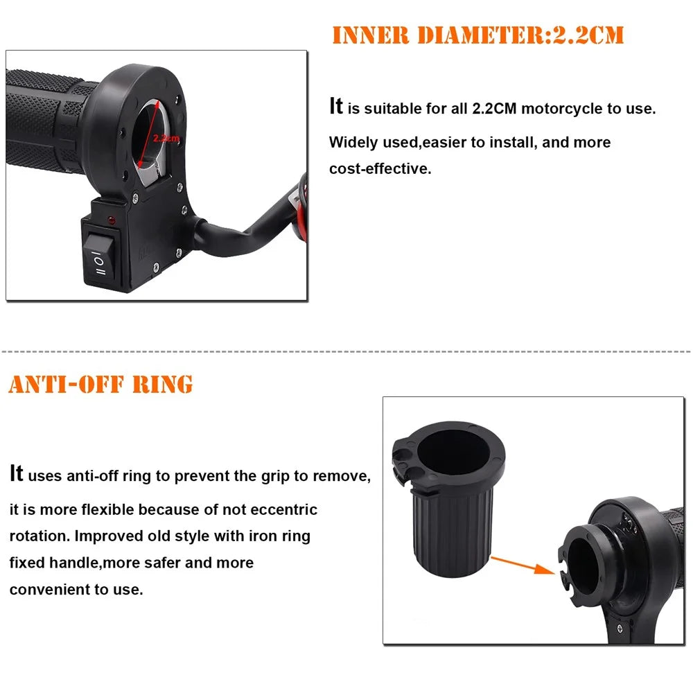 WUPP CS-203A1 1Pair Motorcycle Heated Grips for Winter Universal Electric Heating Handlebar 12V Modified Heating Grips Electric Scooter Handlebar - 6