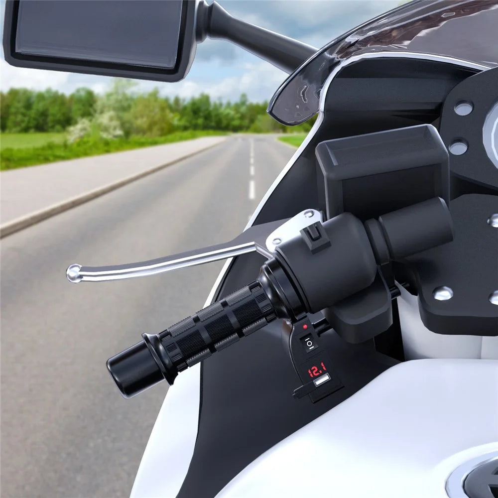 WUPP CS-503A1 1Pair Winter Motorcycle Heated Grips Universal Electric Heating Handlebar 12V Modified Heating Grips E-Bike Warmer Handgrips - Red - 3