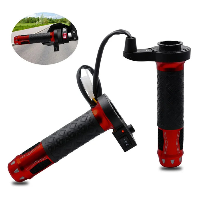 WUPP CS-764 1 Pair Motorcycle Heating Handlebars Aluminum Alloy 12V Electric Heated Handlebar Grips Motorbike Heating Handle Warmers - Red - 1
