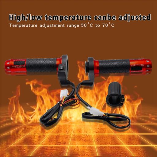 WUPP CS-764 1 Pair Motorcycle Heating Handlebars Aluminum Alloy 12V Electric Heated Handlebar Grips Motorbike Heating Handle Warmers - Red - 2