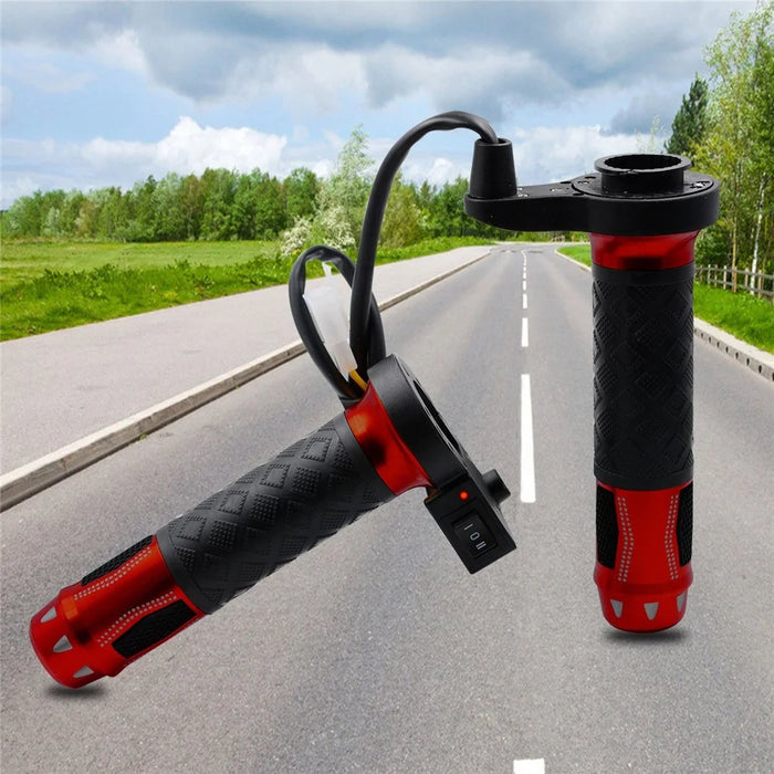WUPP CS-764 1 Pair Motorcycle Heating Handlebars Aluminum Alloy 12V Electric Heated Handlebar Grips Motorbike Heating Handle Warmers - Red - 4