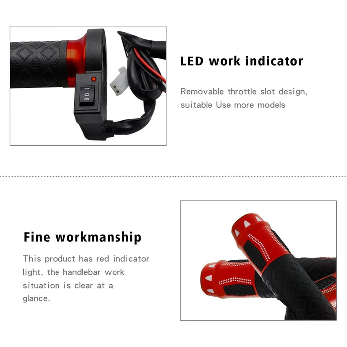 WUPP CS-764 1 Pair Motorcycle Heating Handlebars Aluminum Alloy 12V Electric Heated Handlebar Grips Motorbike Heating Handle Warmers - Red - 7
