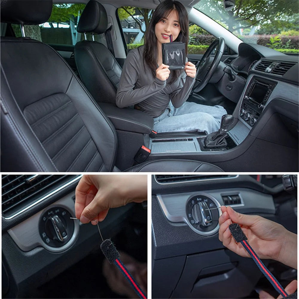 Multifunctional Car Pocket PU Leather Air Outlet Phone Storage Bag Car Interior Accessories - Red - 4