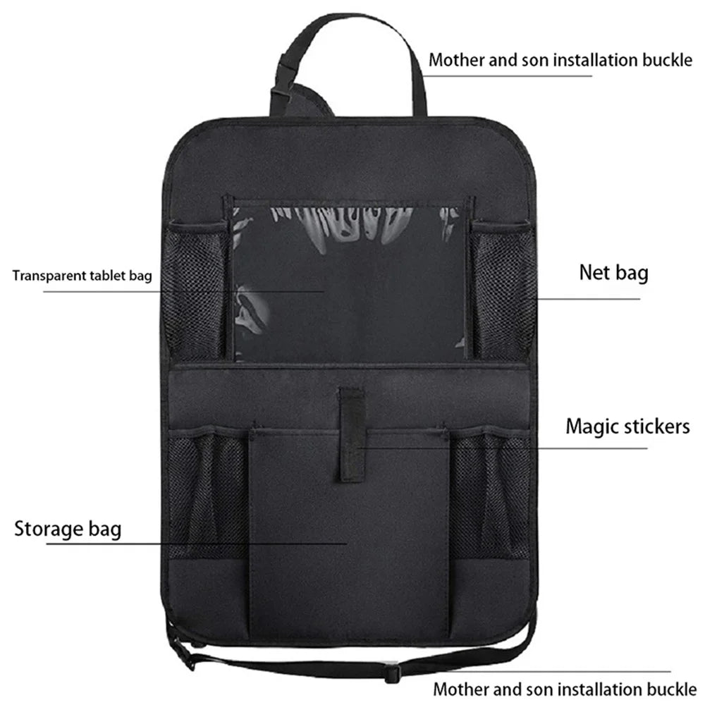 BY-1050 Multi-Pocket Car Back Seat Organizer Protector Hanging Storage Bag with Transparent Tablet Pouch - 2