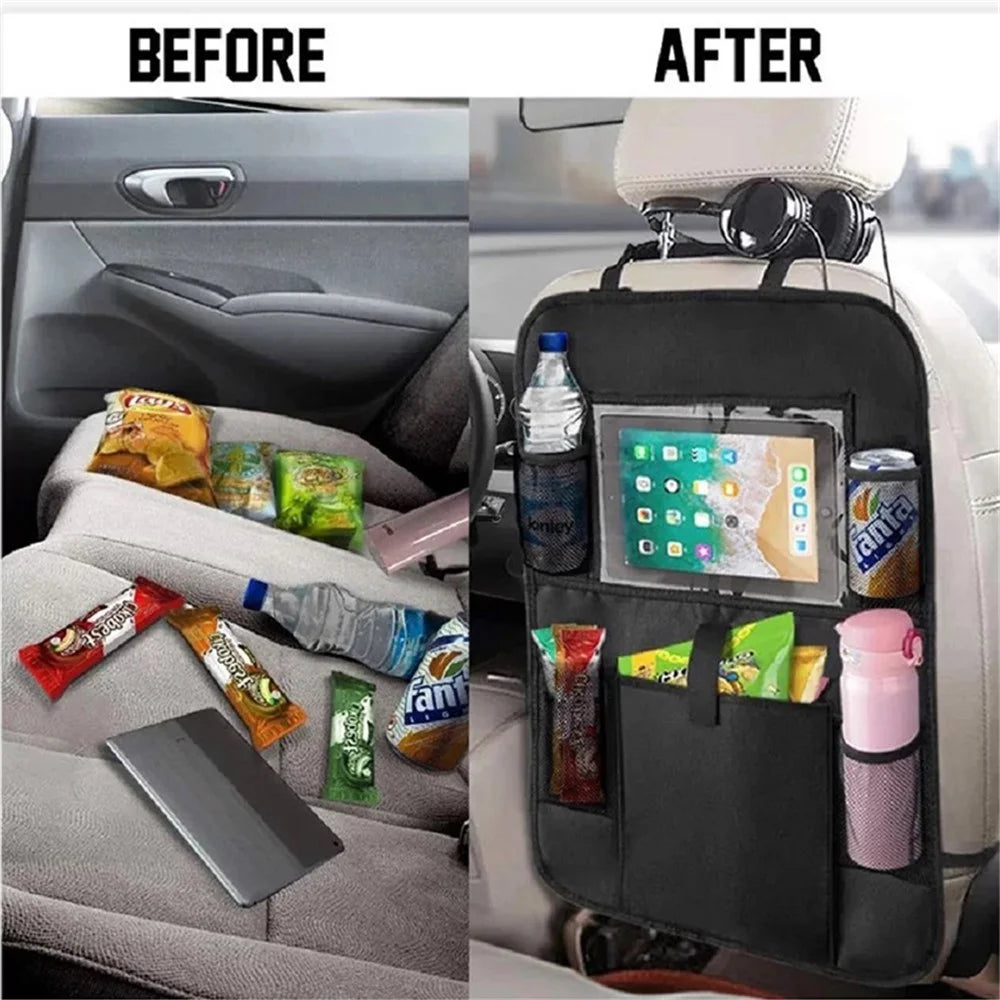 BY-1050 Multi-Pocket Car Back Seat Organizer Protector Hanging Storage Bag with Transparent Tablet Pouch - 7