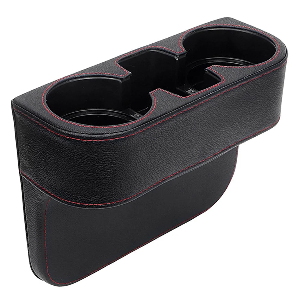 BY-113 Car Drink Holder Universal Auto Seat Side Cup Holder Leather Multifunctional Car Gap Storage Box - 1