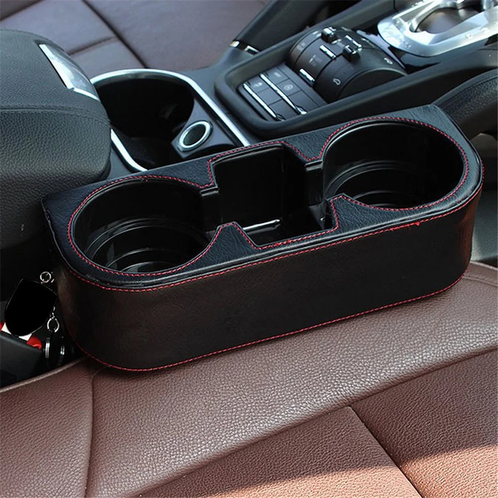 BY-113 Car Drink Holder Universal Auto Seat Side Cup Holder Leather Multifunctional Car Gap Storage Box - 3