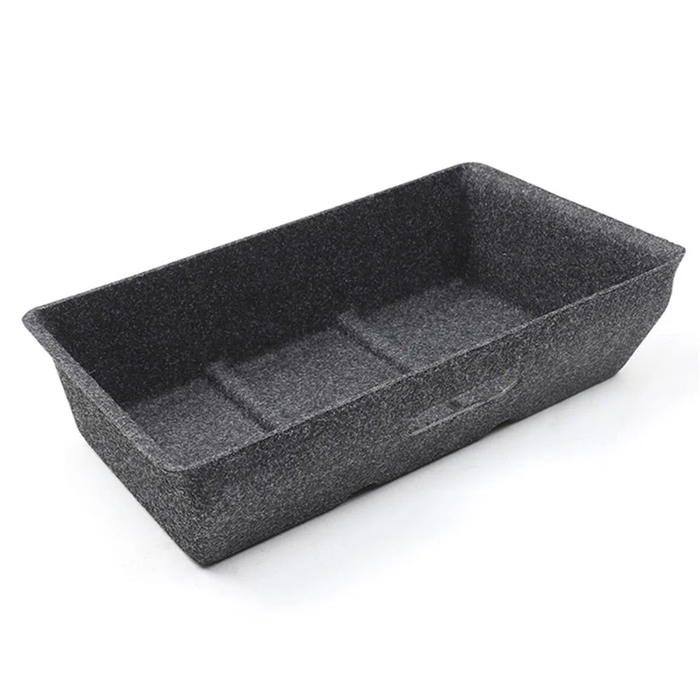 M10343 For Tesla Model Y Car Driver Passenger Underseat Hidden Felt Cloth Organizer Box Under Seat Storage Tray Bin - 1