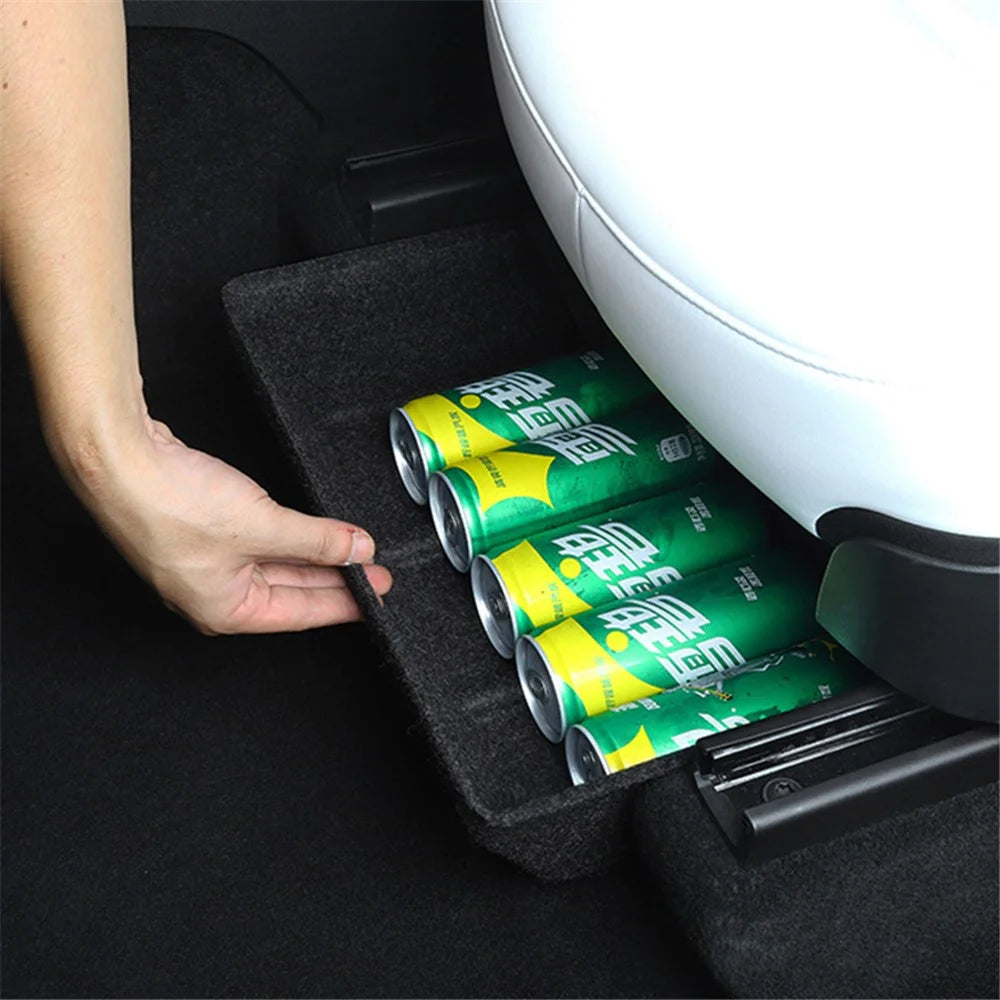 M10343 For Tesla Model Y Car Driver Passenger Underseat Hidden Felt Cloth Organizer Box Under Seat Storage Tray Bin - 7