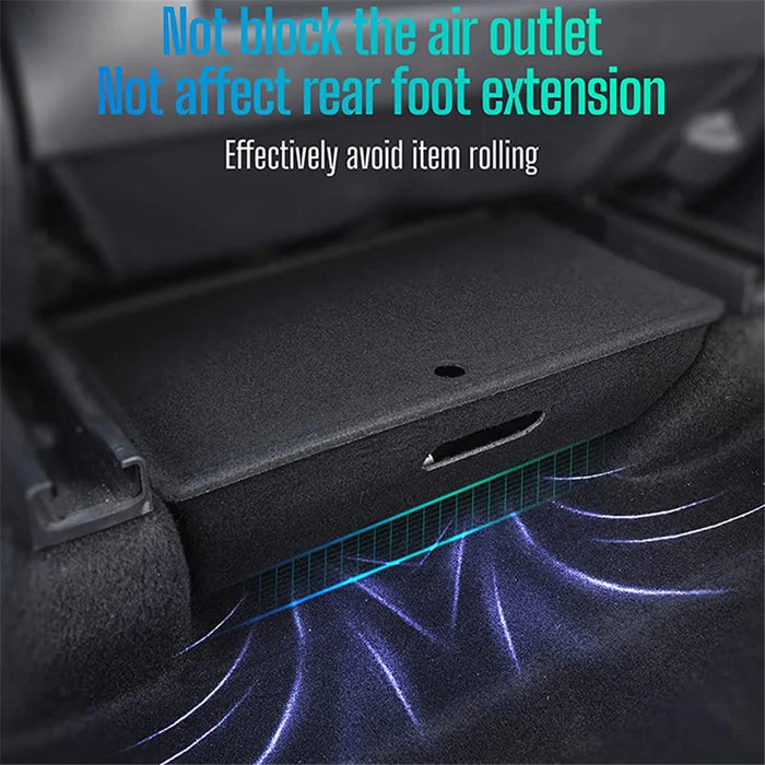 M10343 For Tesla Model Y Under Seat Storage Tray Car Driver Passenger Underseat Hidden Felt Cloth Organizer Box with Lid - 2