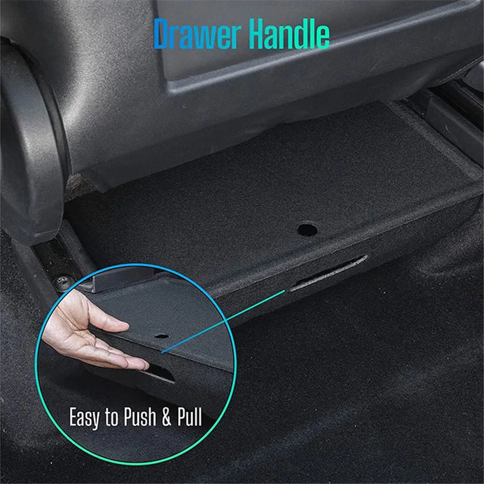 M10343 For Tesla Model Y Under Seat Storage Tray Car Driver Passenger Underseat Hidden Felt Cloth Organizer Box with Lid - 5