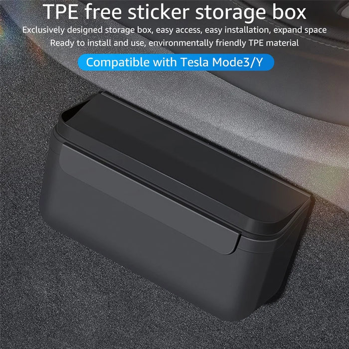 TSL261 For Tesla Model 3 / Y 17-22 Car Center Console Organizer TPE Self-adhesive Auto Armrest Storage Box - 2