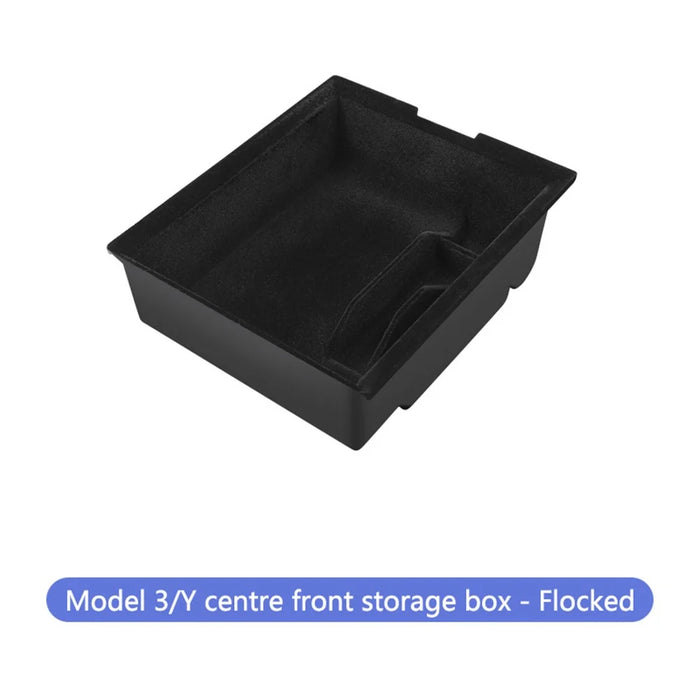 For Tesla Model 3 / Y ABS+Flocking Car Center Control Trash Can Bin Organizer Storage Box Garbage Container - Front - 2