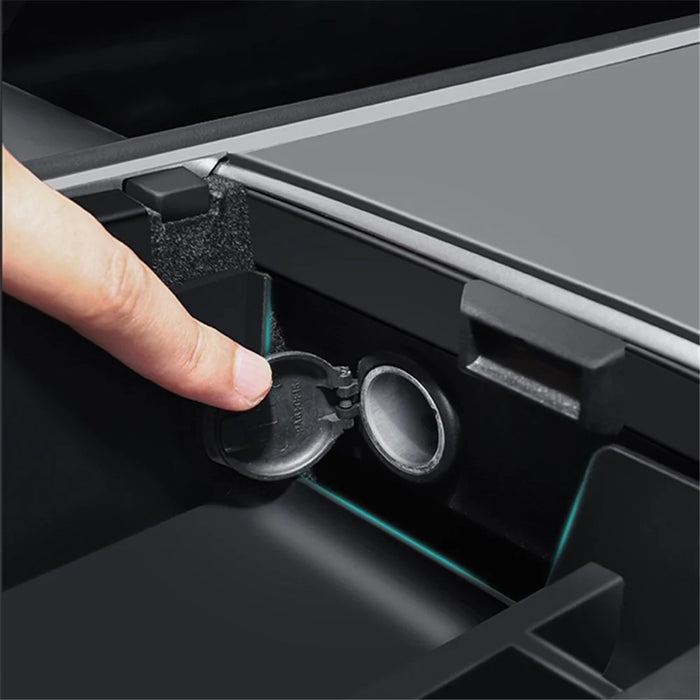 For Tesla Model 3 / Y ABS+Flocking Car Center Control Trash Can Bin Organizer Storage Box Garbage Container - Front - 3