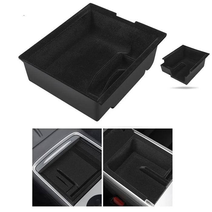 For Tesla Model 3 / Y ABS+Flocking Car Center Control Trash Can Bin Organizer Storage Box Garbage Container - Front - 7