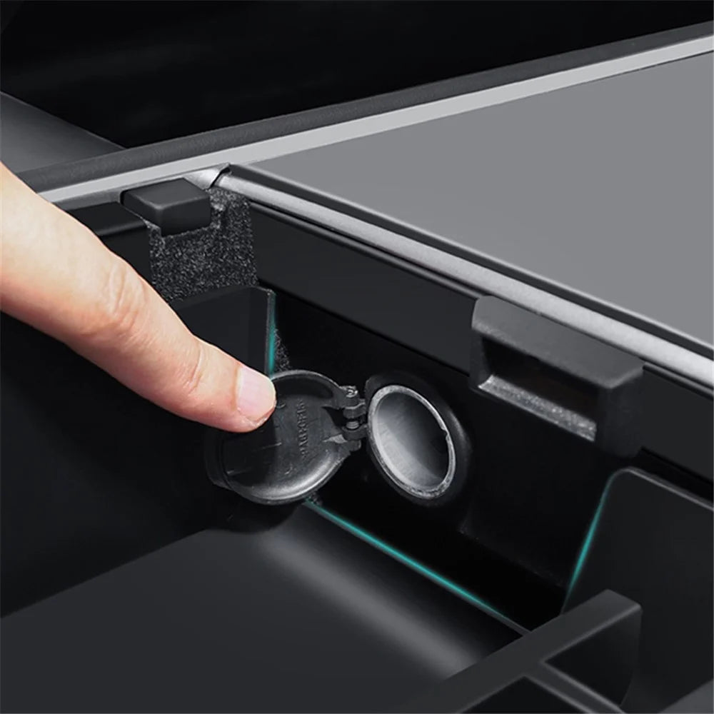 For Tesla Model 3 / Y Car Center Control Organizer ABS Storage Box Trash Can Bin Garbage Container - Front - 2