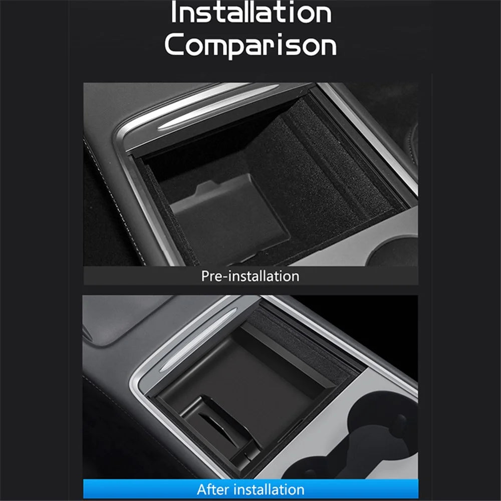 For Tesla Model 3 / Y Car Center Control Organizer ABS Storage Box Trash Can Bin Garbage Container - Front - 5