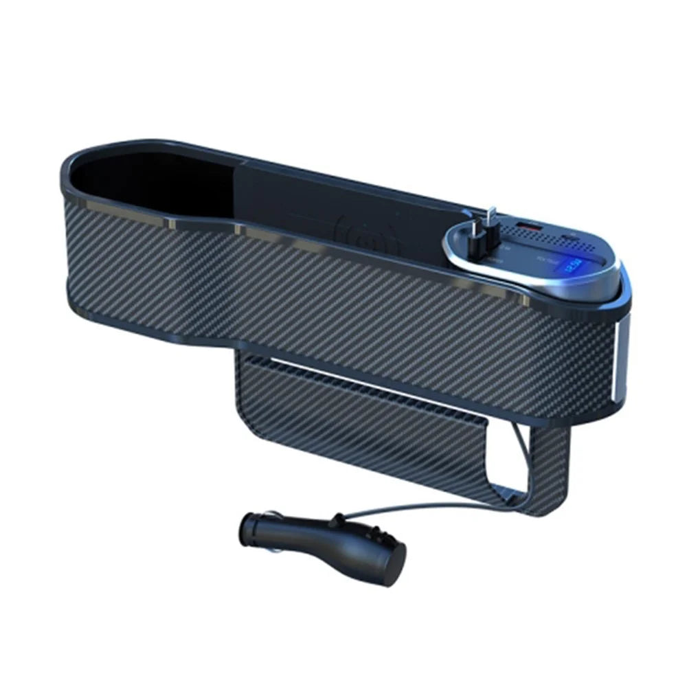 Car Seat Gap Storage Box Organizer Front Seat Console Side Pocket with Data Cable Charging (Cigarette Lighter Plug) - 1