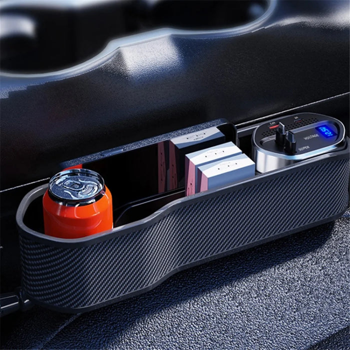 Car Seat Gap Storage Box Organizer Front Seat Console Side Pocket with Data Cable Charging (Cigarette Lighter Plug) - 2