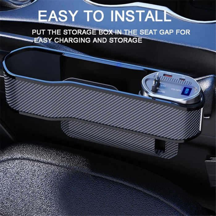 Car Seat Gap Storage Box Organizer Front Seat Console Side Pocket with Data Cable Charging (Cigarette Lighter Plug) - 6