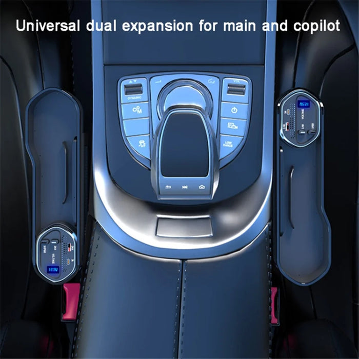 Car Seat Gap Storage Box Organizer Front Seat Console Side Pocket with Data Cable Charging (Cigarette Lighter Plug) - 7