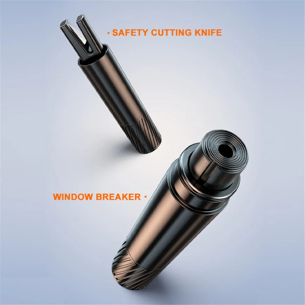 SEAMETAL AC02 Stripe Pattern Car Window Breaker 2-in-1 Metal Hammer + Seat Belt Cutter Car Safety Escape Hammer - Black - 3