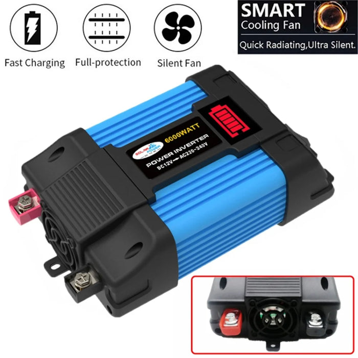 SOLIKETECH 500W Car Inverter Converter LED Battery Display 12V-220V Power Inverter with Cigarette Lighter Cable - 2