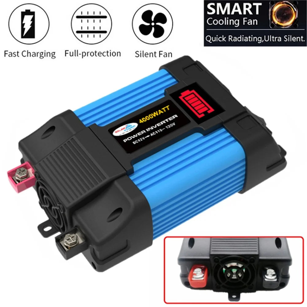 SOLIKETECH 300W 12V-110V Power Inverter LED Battery Display Mini Car Power Inverter Converter with Cigarette Lighter Cable - 2