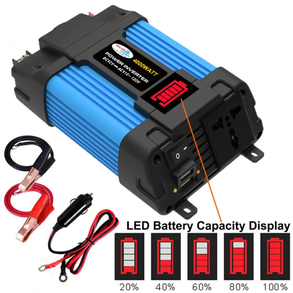 SOLIKETECH 300W 12V-110V Power Inverter LED Battery Display Mini Car Power Inverter Converter with Cigarette Lighter Cable - 3