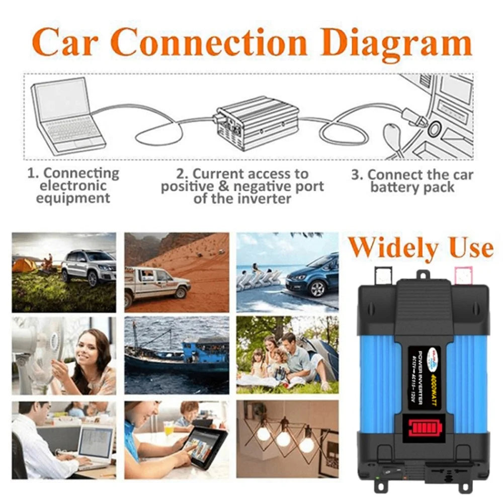 SOLIKETECH 300W 12V-110V Power Inverter LED Battery Display Mini Car Power Inverter Converter with Cigarette Lighter Cable - 5