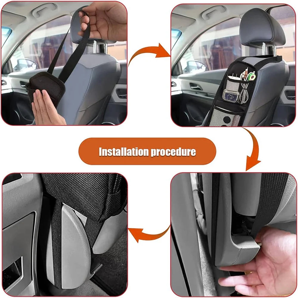 600D Oxford Cloth Mesh Hanging Bag Car Seat Side Organizer Multi-Pocket Automobile Seat Storage Pouch for Truck - 4