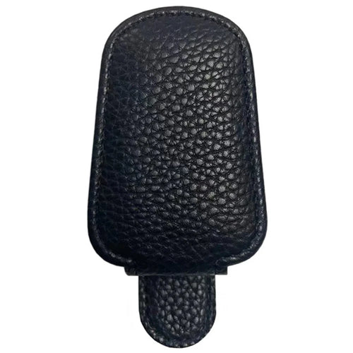 Magnetic Adsorption Car Sun Visor Glasses Holder PU Leather Sunglasses Card Ticket Clip - Black - 1