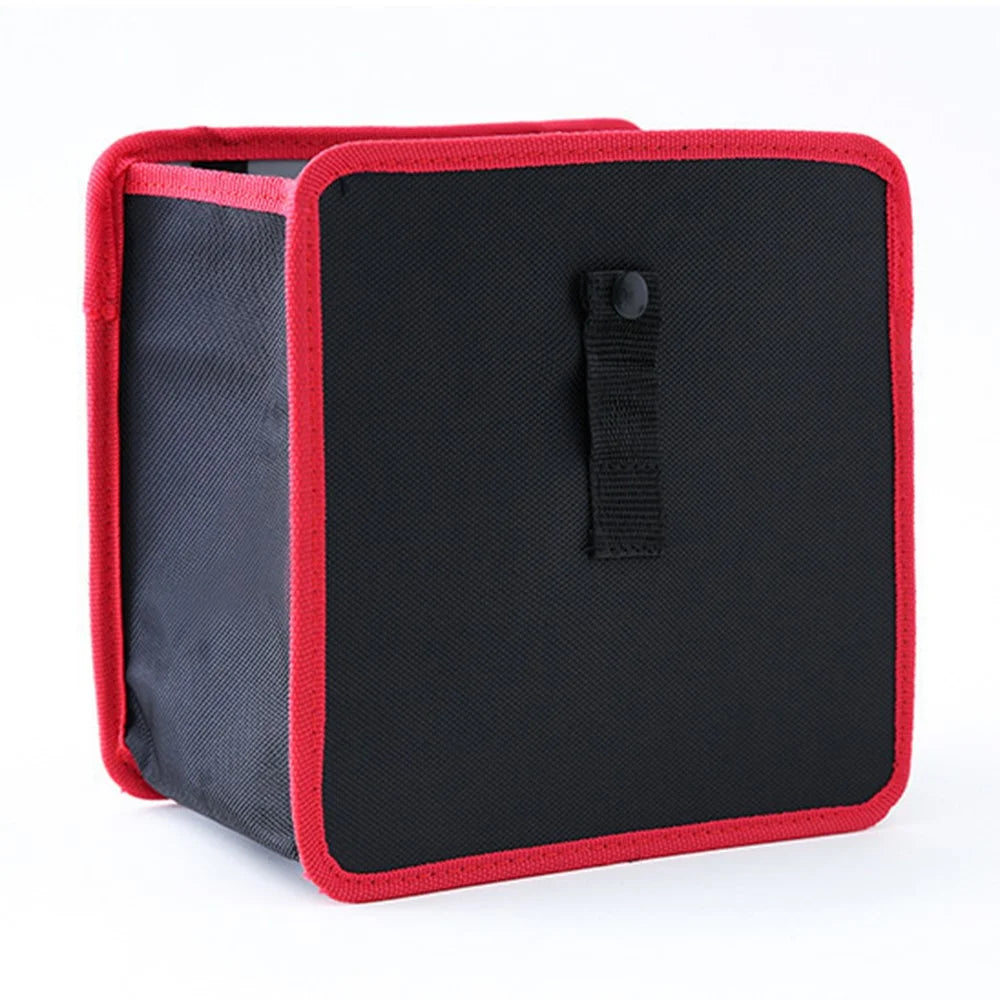 9730 Waterproof Oxford Cloth Car Storage Bag Trash Can Foldable Hanging Barrel - Red - 1