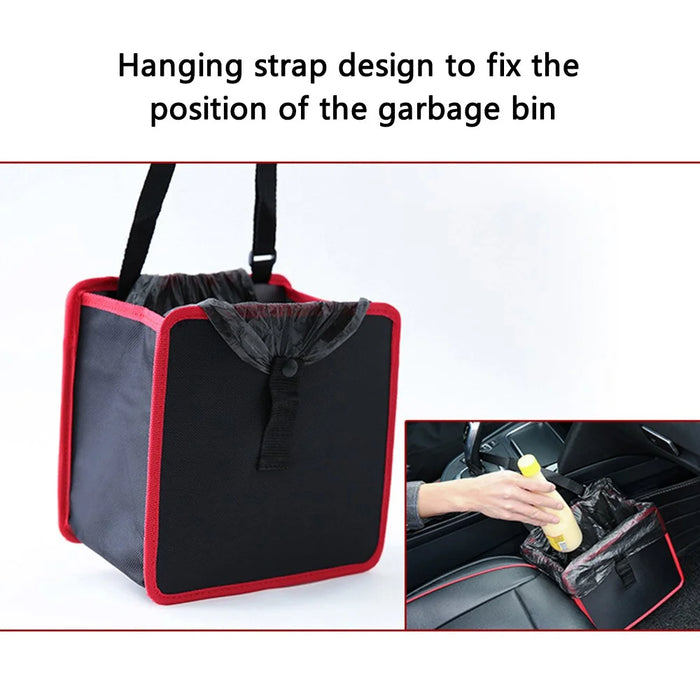 9730 Waterproof Oxford Cloth Car Storage Bag Trash Can Foldable Hanging Barrel - Red - 2