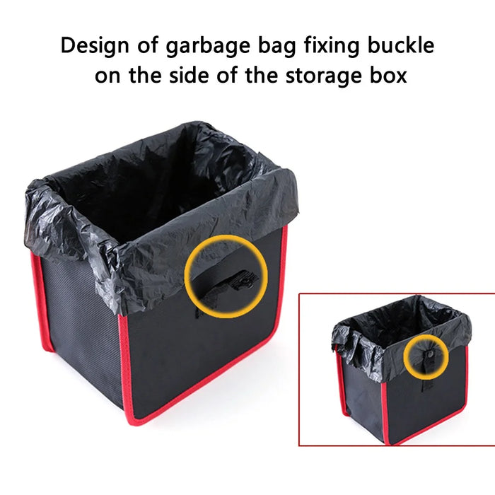 9730 Waterproof Oxford Cloth Car Storage Bag Trash Can Foldable Hanging Barrel - Red - 3