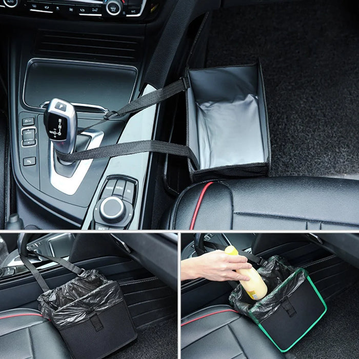 9730 Waterproof Oxford Cloth Car Storage Bag Trash Can Foldable Hanging Barrel - Red - 5