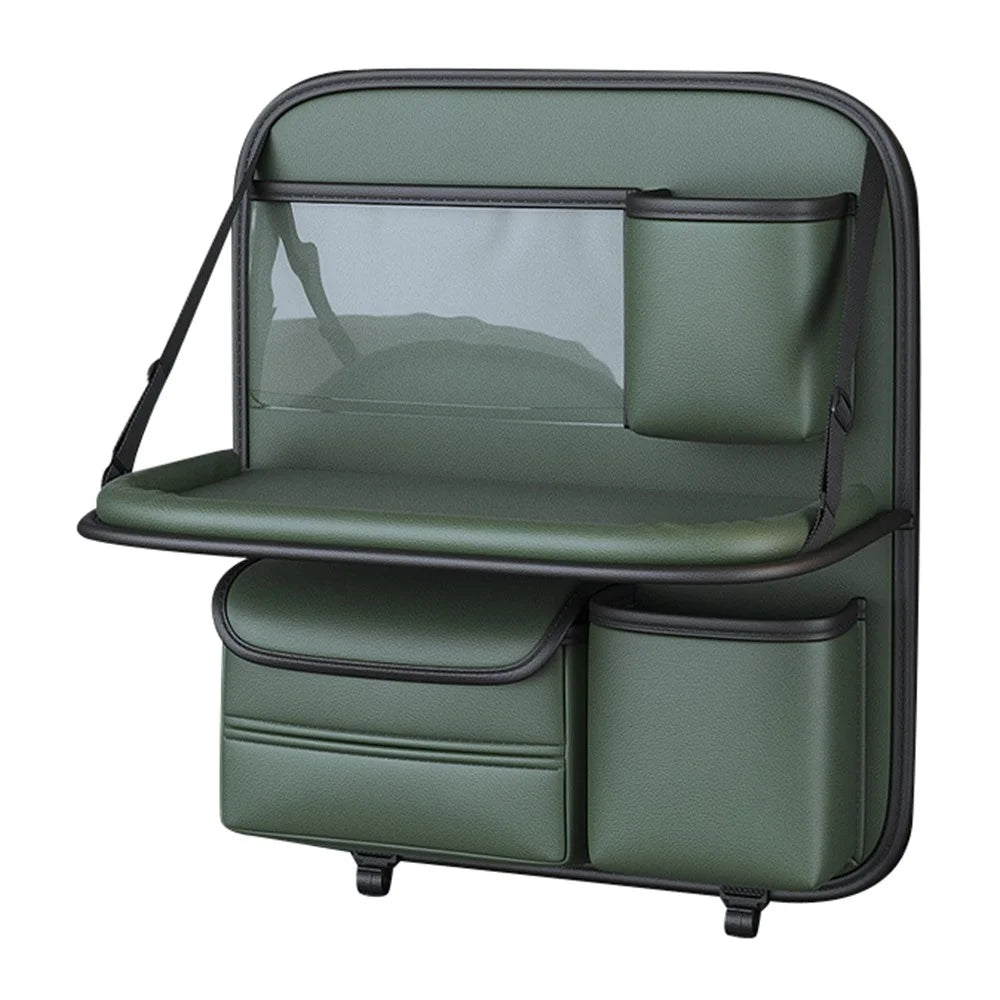 Waterproof Car Seat Back Organizer Hanging Storage Bag with Foldable Tray - Green - 1