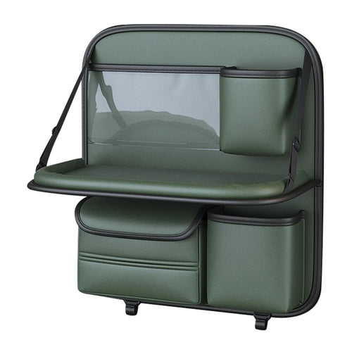 Waterproof Car Seat Back Organizer Hanging Storage Bag with Foldable Tray - Green - 1