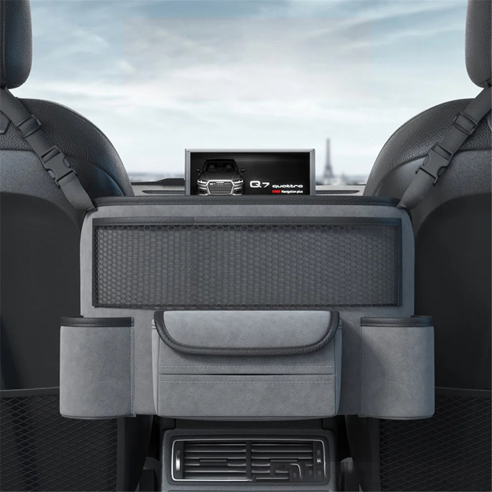 AUTOCOLOR Car Middle Seat Organizer Vehicle Central Control Handbag Water Bottle Storage Bag - Black  /  Grey - 2