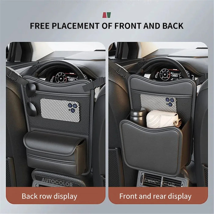 Leather Car Middle Seat Organizer Waterproof Car Central Control Phone Sundries Storage Bag - Green - 4