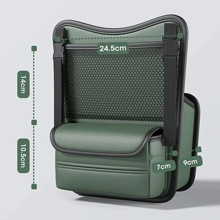 Leather Car Middle Seat Organizer Waterproof Car Central Control Phone Sundries Storage Bag - Green - 7