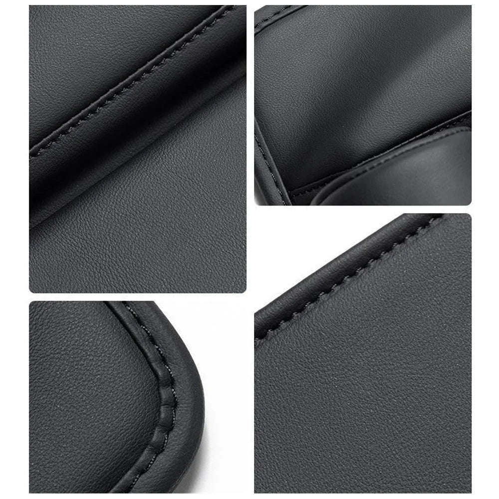 AUTOCOLOR Driver + Passenger Side Car Seat Seam Leather Storage Box Phone Drink Organizer - 5