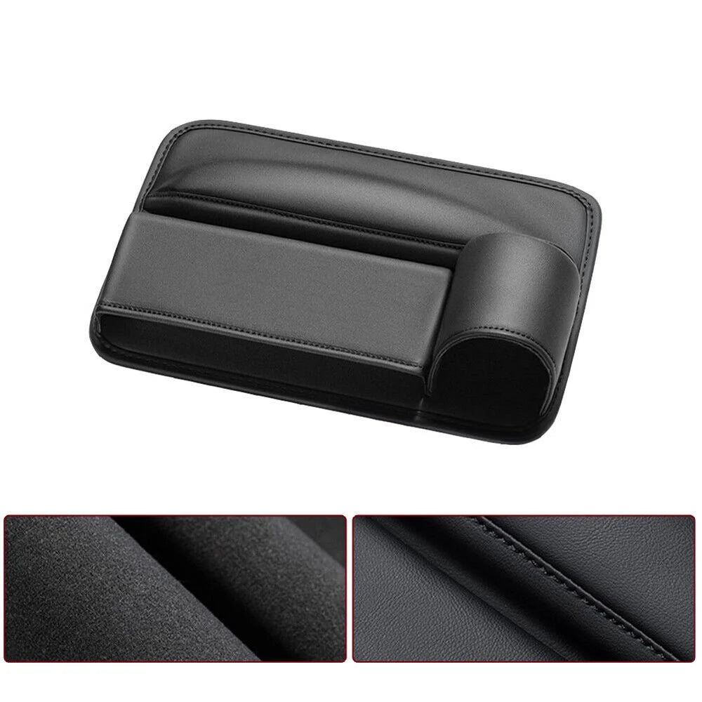 AUTOCOLOR Driver + Passenger Side Car Seat Seam Leather Storage Box Phone Drink Organizer - 6
