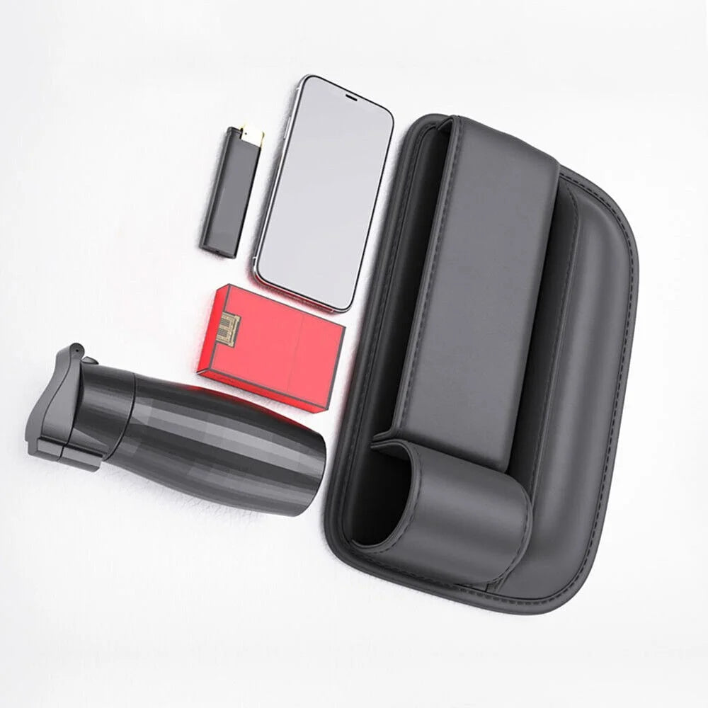 AUTOCOLOR Driver + Passenger Side Car Seat Seam Leather Storage Box Phone Drink Organizer - 7