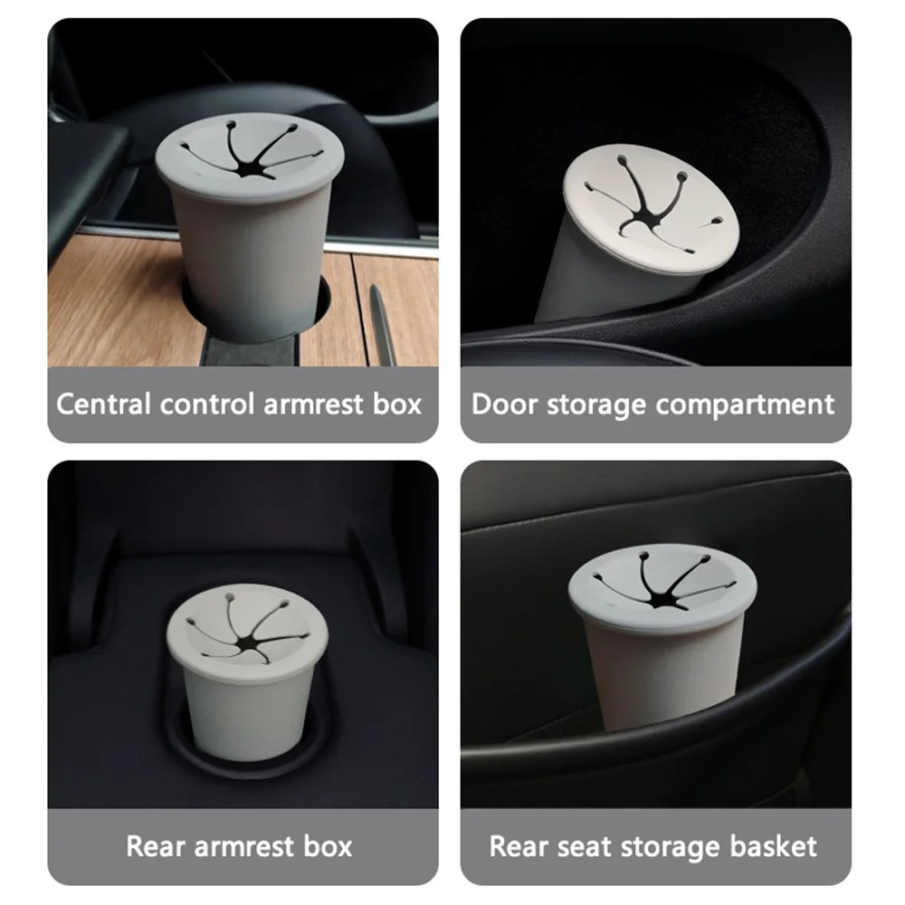 Car Trash Can Garbage Holder Vehicle Door Cup Holder Seat Back Silicone Trash Bin Dustbin - Grey - 3