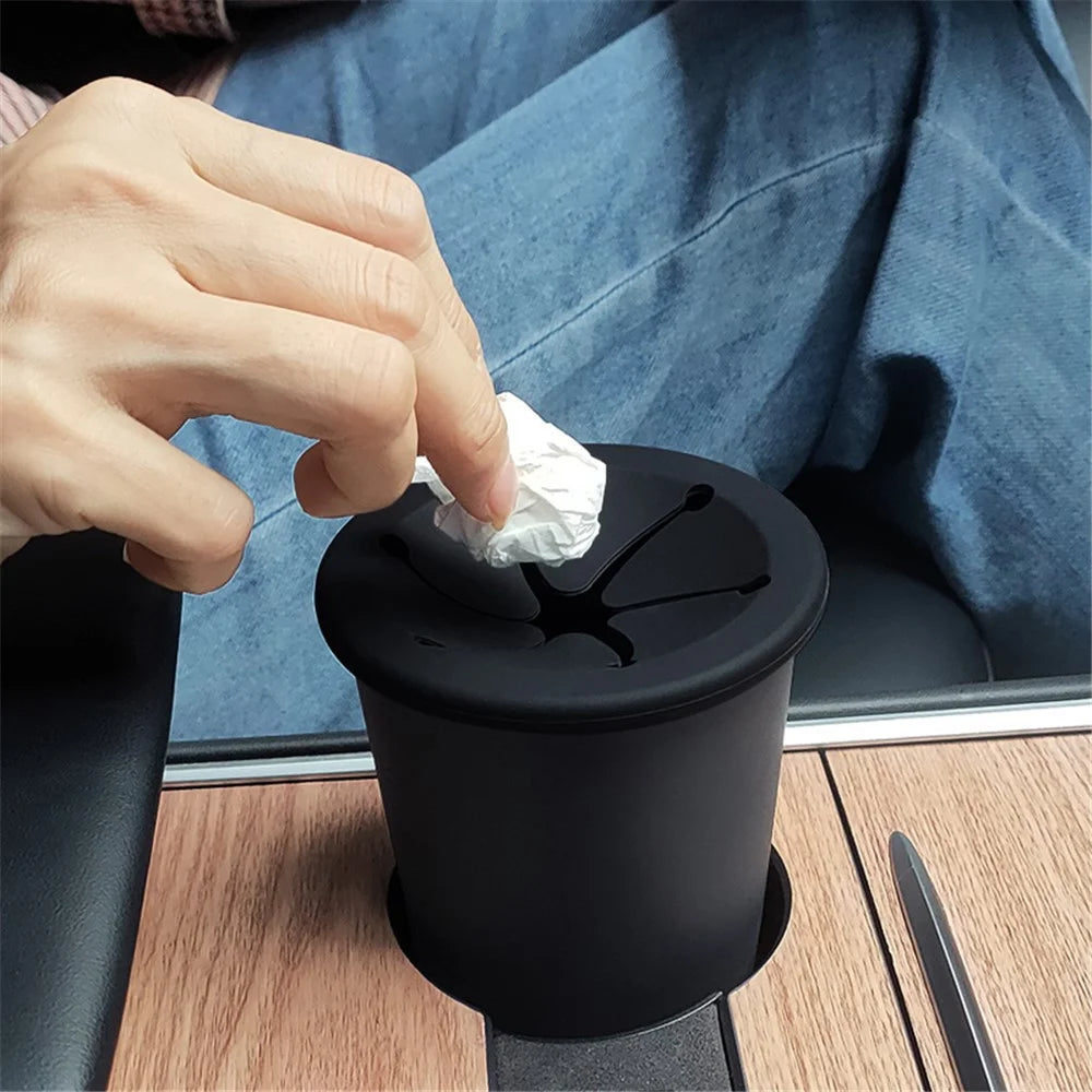 Car Trash Can Garbage Holder Vehicle Door Cup Holder Seat Back Silicone Trash Bin Dustbin - Grey - 4