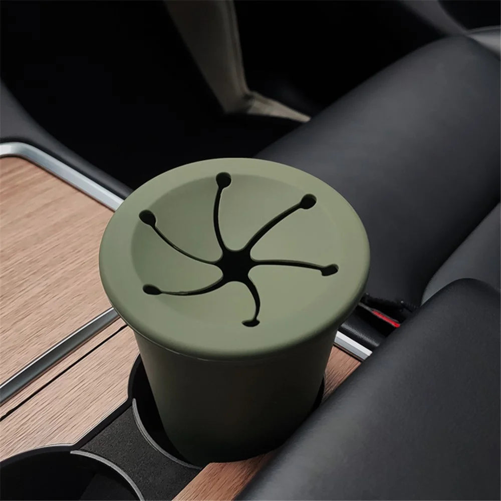 Car Trash Can Garbage Holder Vehicle Door Cup Holder Seat Back Silicone Trash Bin Dustbin - Grey - 5