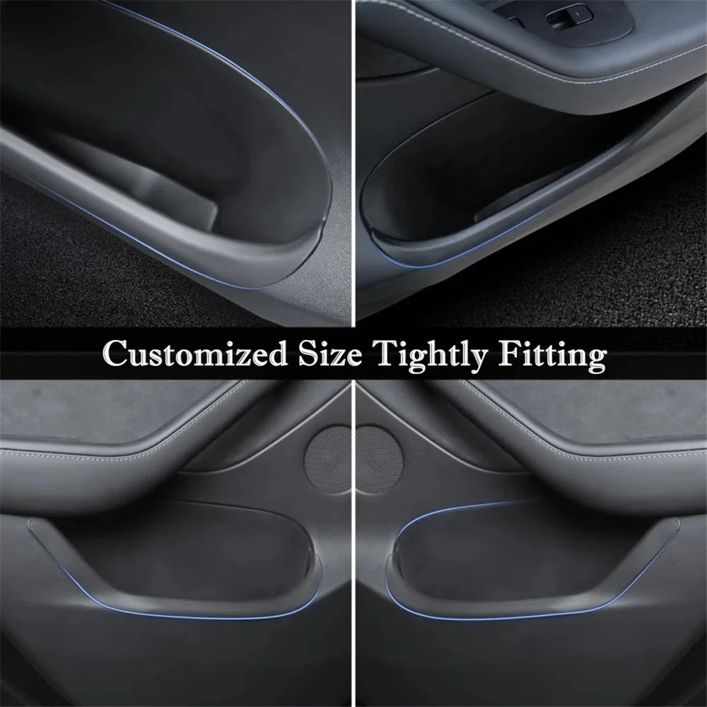 TSL1082 2Pcs For Tesla Model 3 Car Door Container TPE Interior Storage Box - Back Door - 2