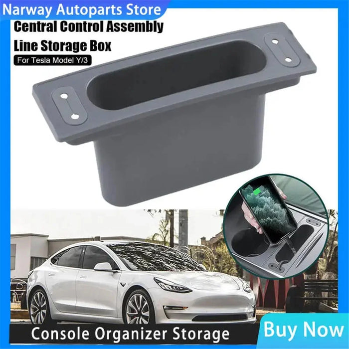 TSL988 For Tesla Mode 3 / Y Center Console Data Cable Cell Phone Storage Box - 2