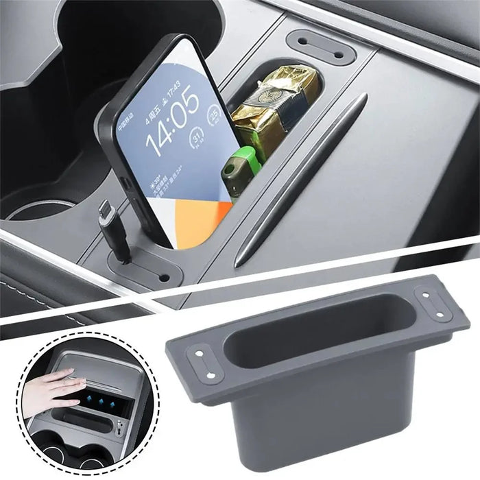TSL988 For Tesla Mode 3 / Y Center Console Data Cable Cell Phone Storage Box - 3
